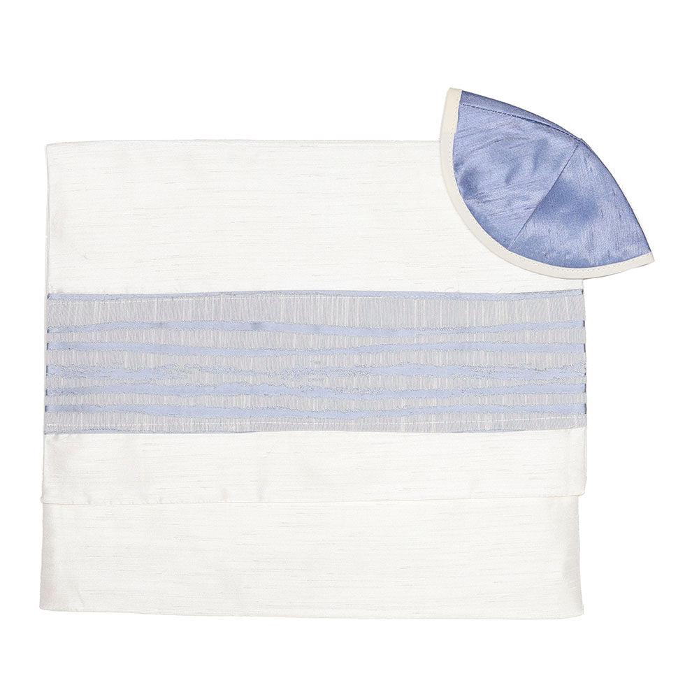 Wave in Light Blue Tallit Set