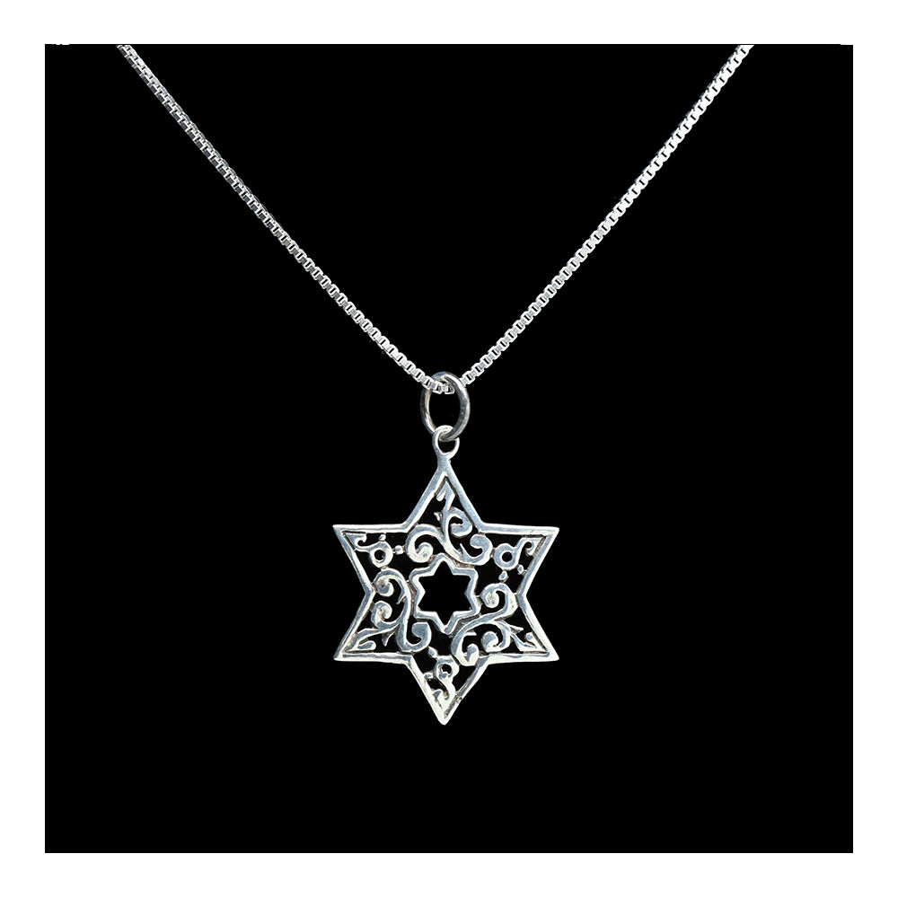 Sterling Filigree Star of David Necklace