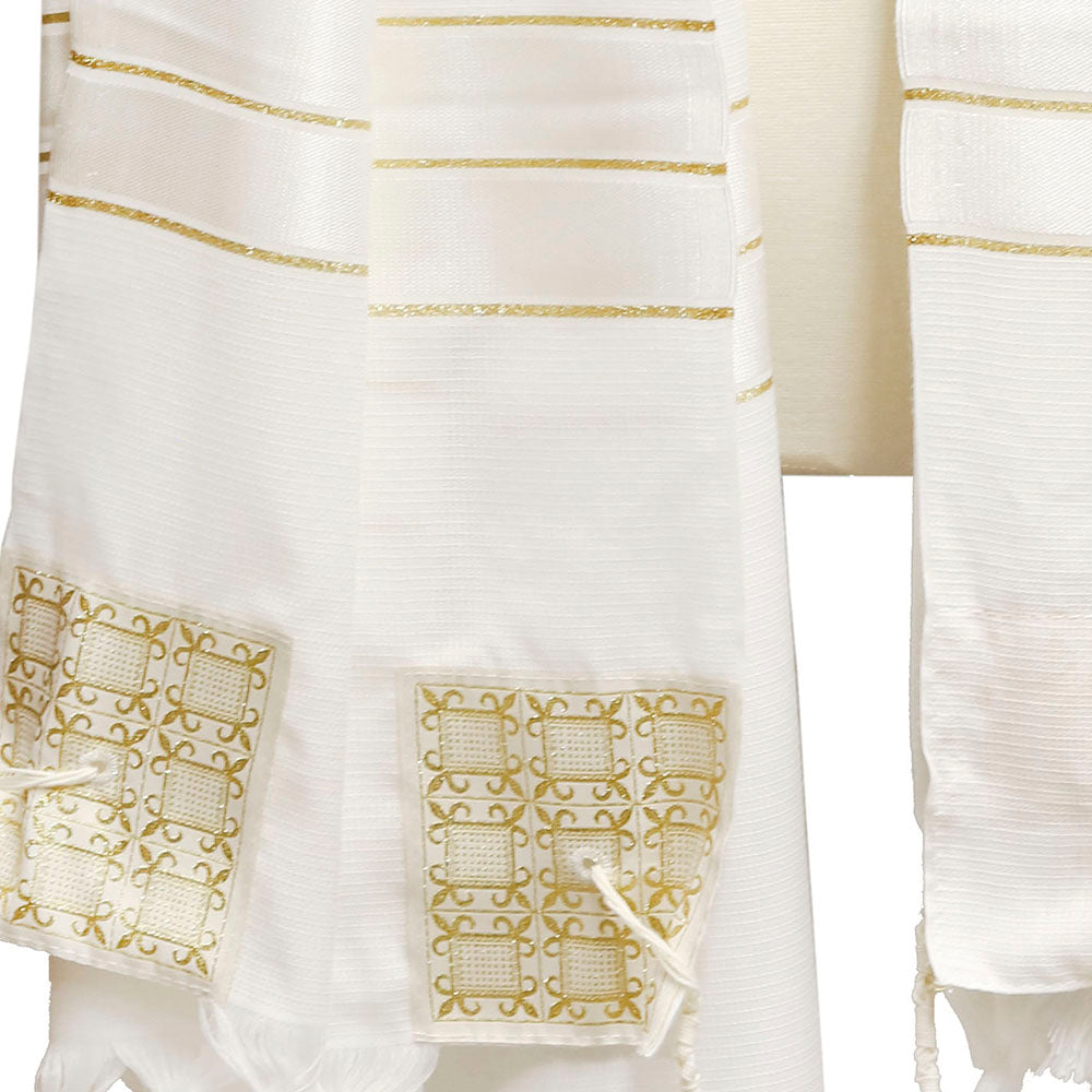 Tallit Full Size with Gold Stripes
