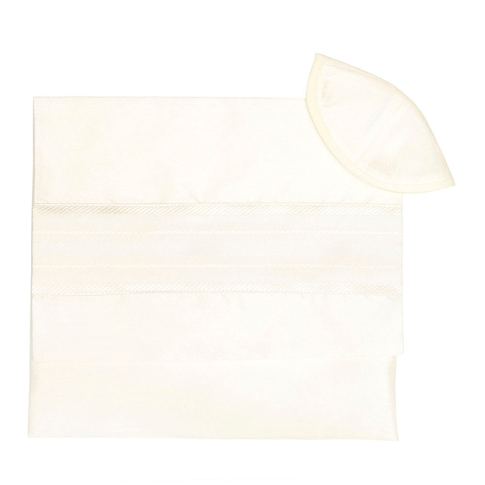 Tallit Set Cream & White