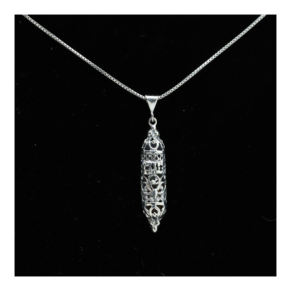 Sterling Filigree Mezuzah Necklace