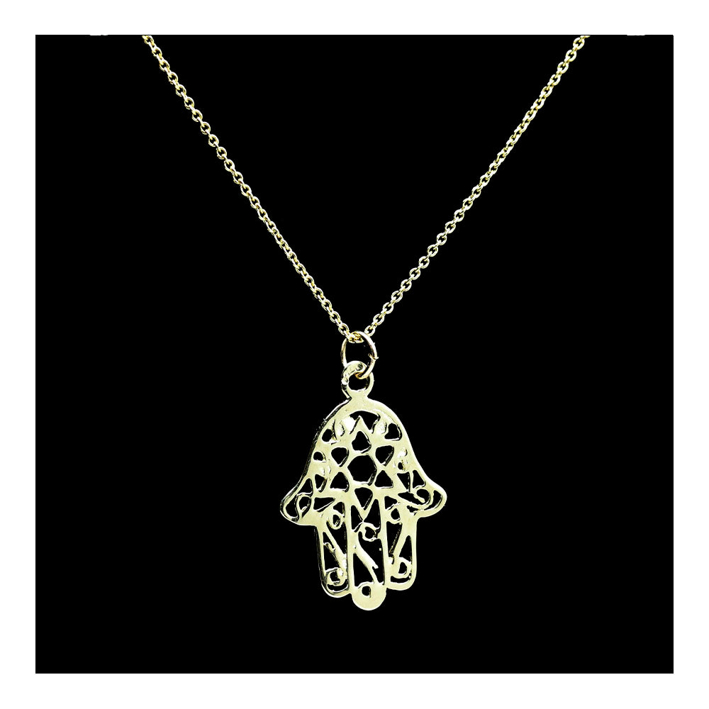 14K Gold Filigree Hamsa Necklace