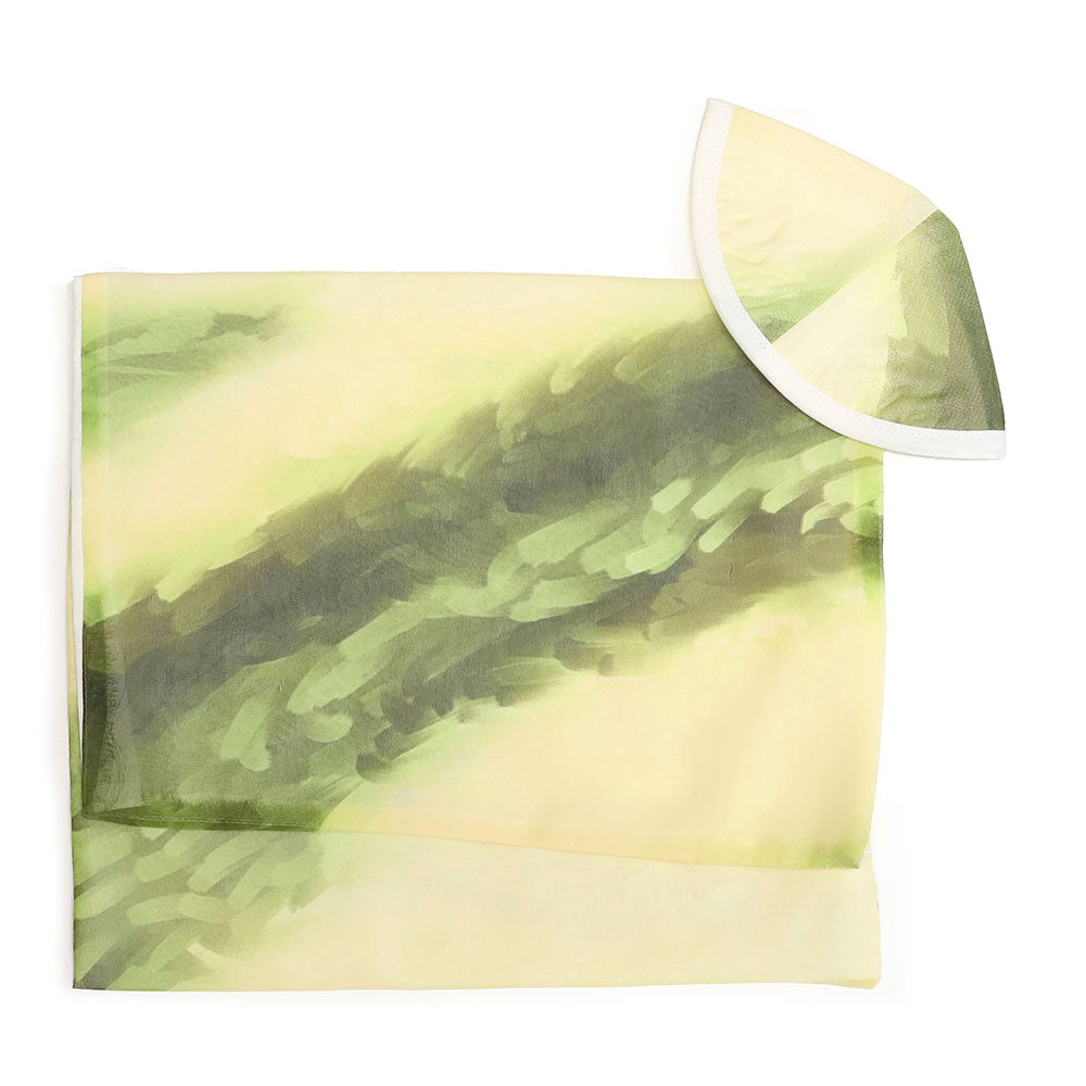 Lime and Black Tie Dye Chiffon Tallit Set