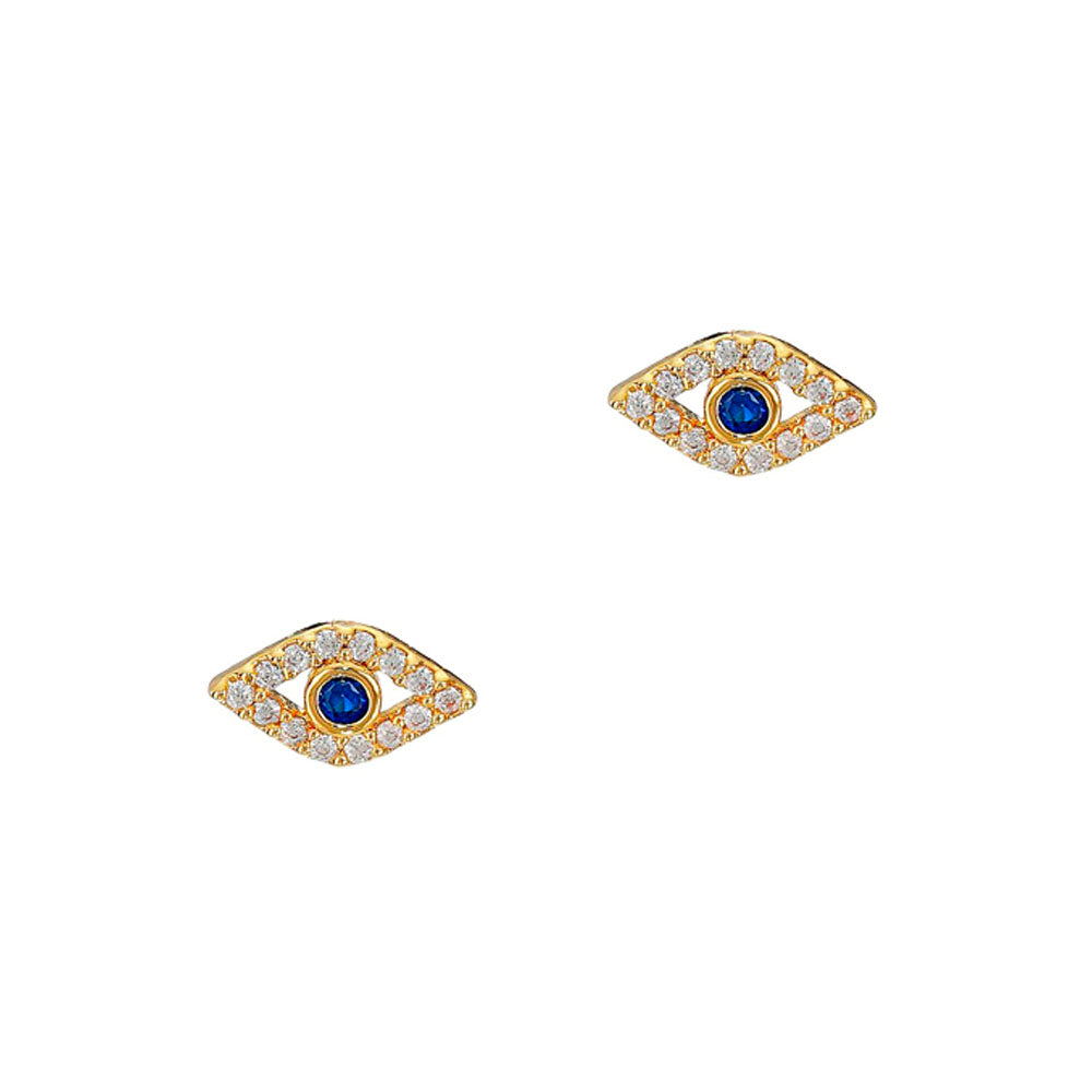 Cubic Zirconia Mini Blue Evil Eye Stud Earring