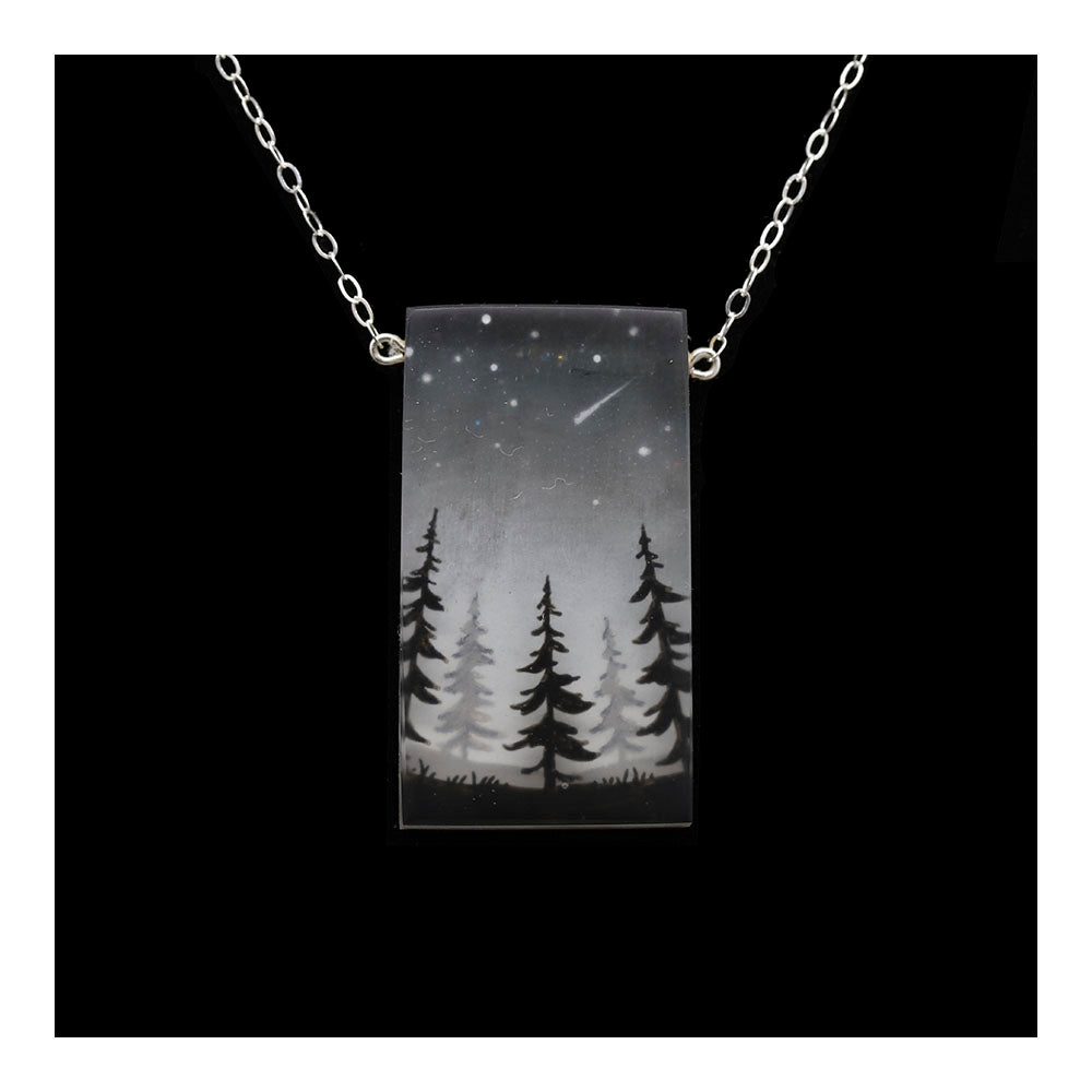 Glitter Pines Painted Necklace