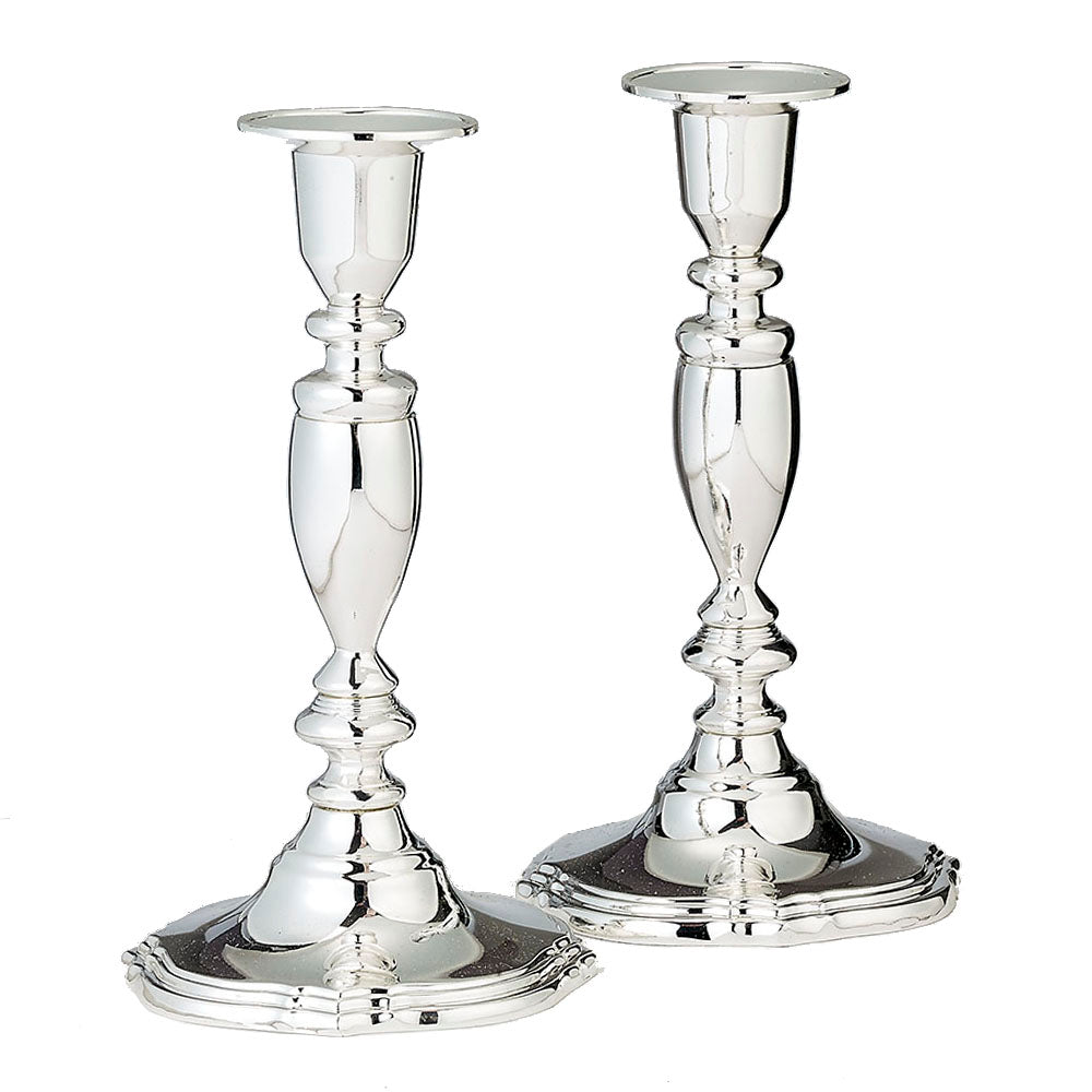 Silver Plated Pair of Shabbat Candlesticks
