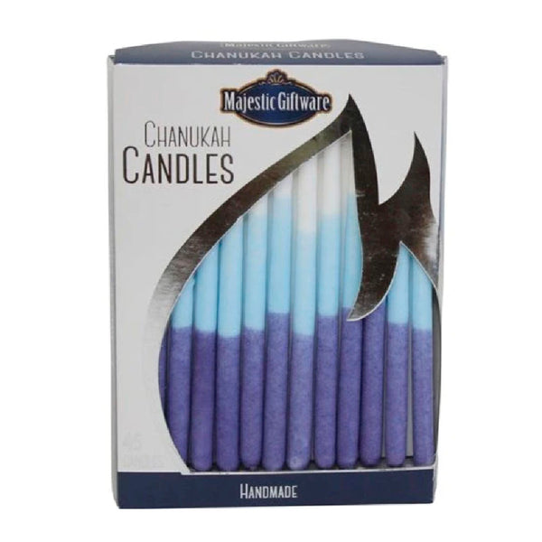 Tri-Color White, Blue and Purple Hanukkah Candles
