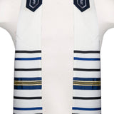 Ecru with Navy and Gold Ribbons Tallit Set