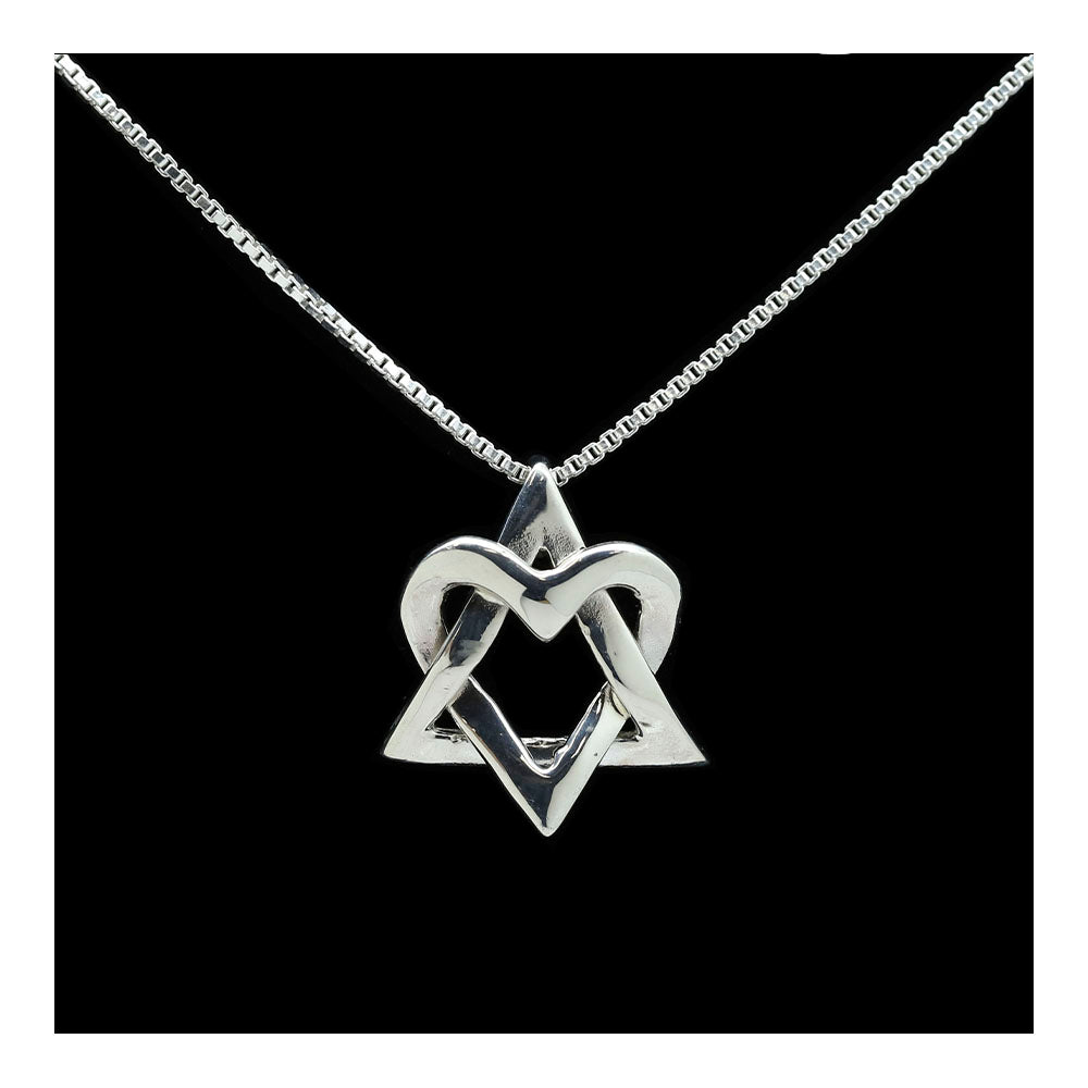 Sterling Woven Heart Star of David Necklace