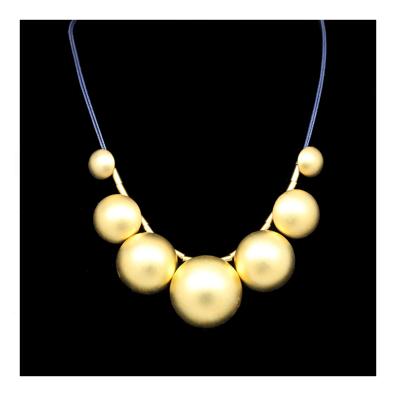 Gold Plated Half Dome Beaded Necklace