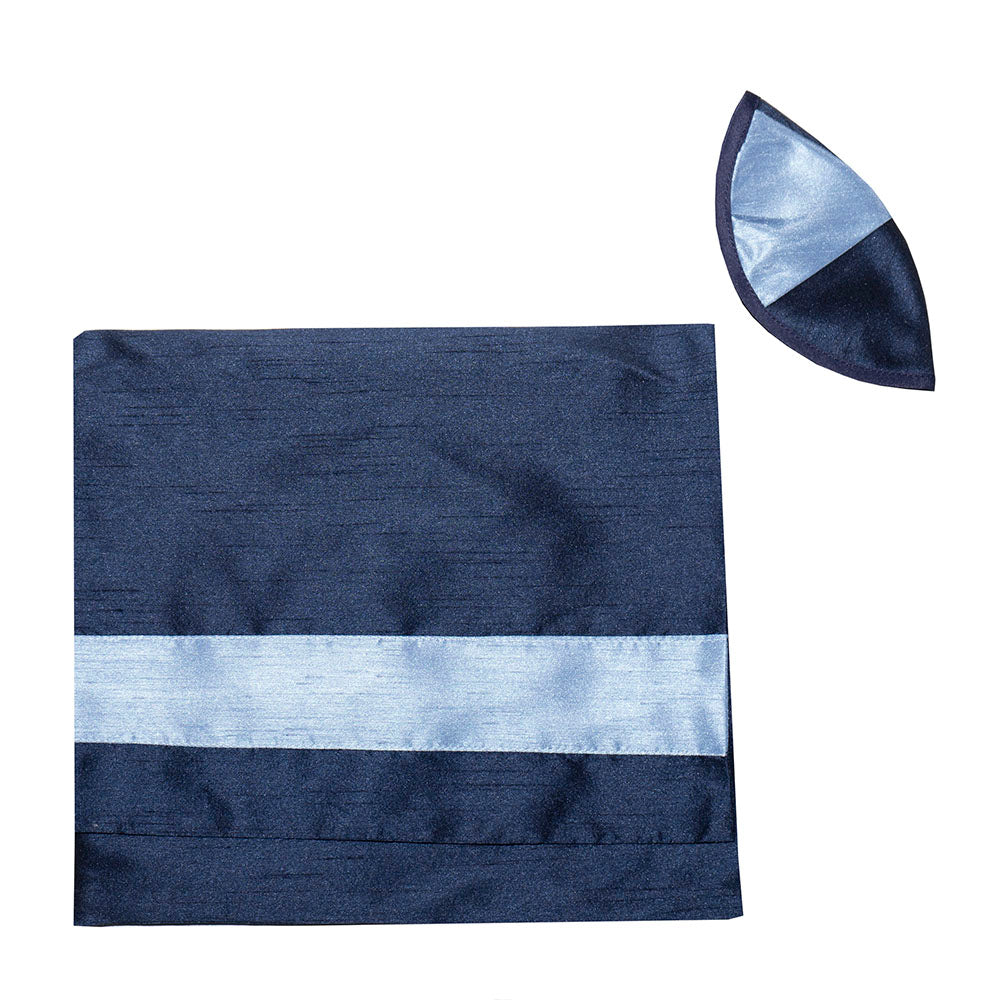 Tallit Set 3 Shades of Blue Cubes