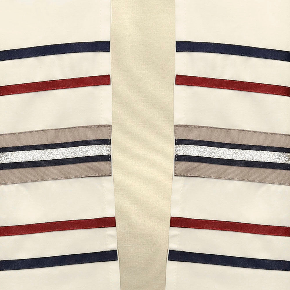 Tallit Set Blue, Red and Silver Stripes