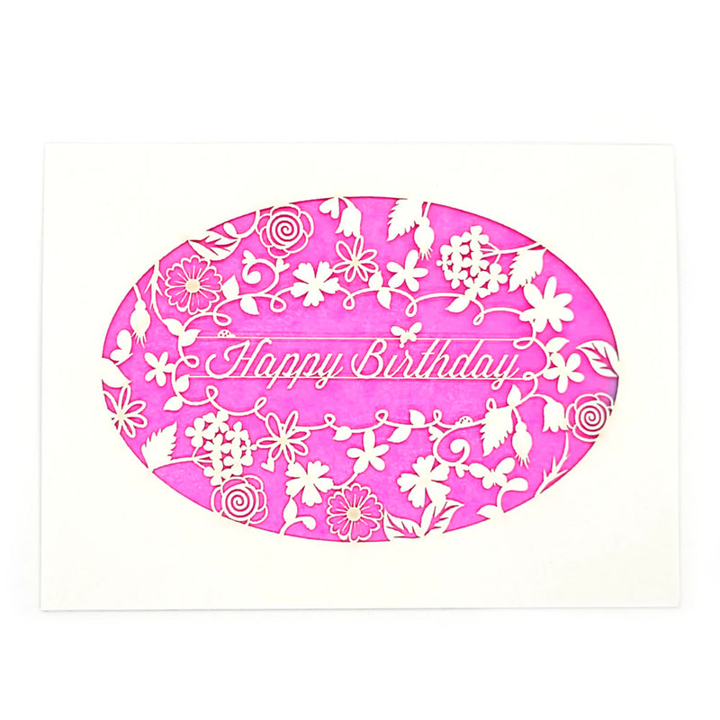 Happy Birthday · Wreath of Flowers Card