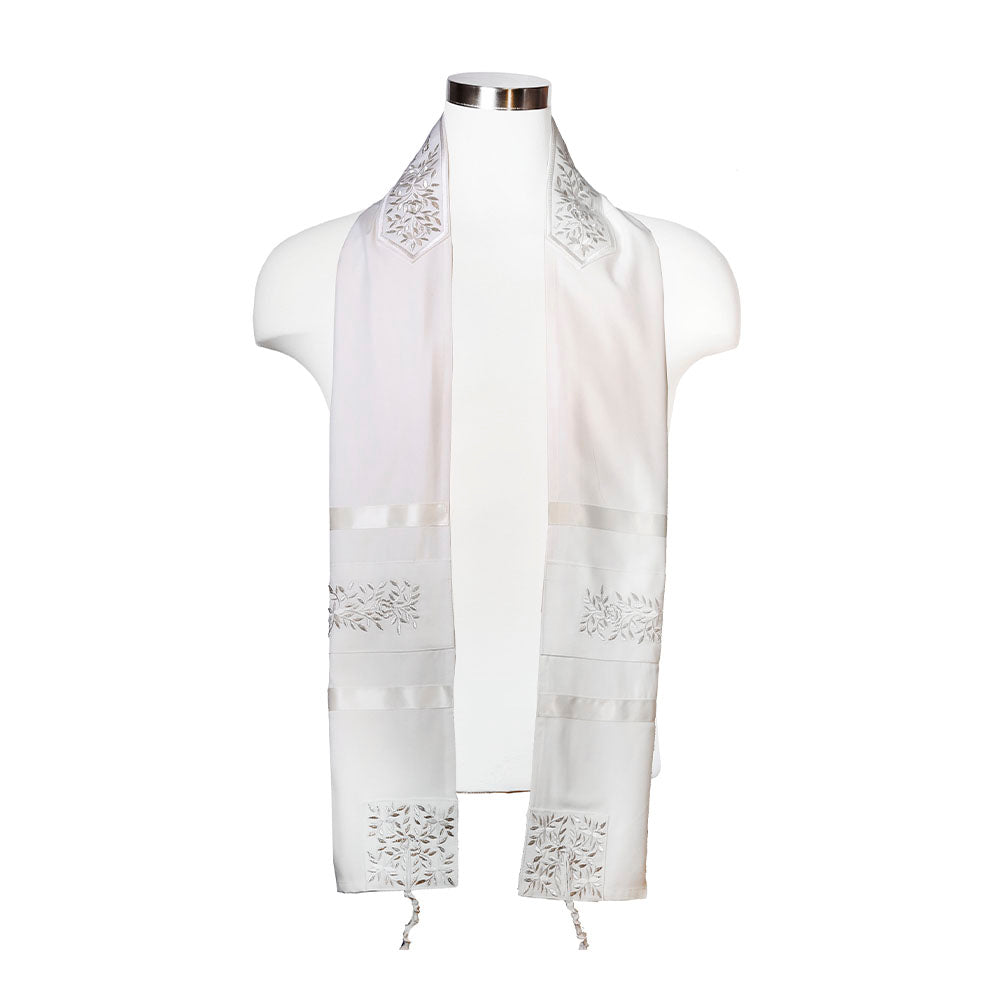 Tallit Set Silver Embroidered Rose