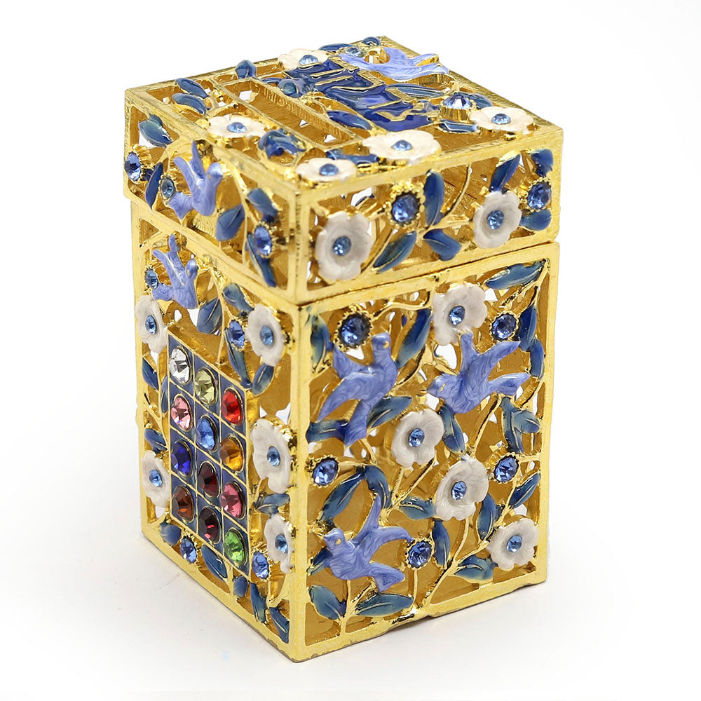 Dove Motif Enamel Tzedakah Box