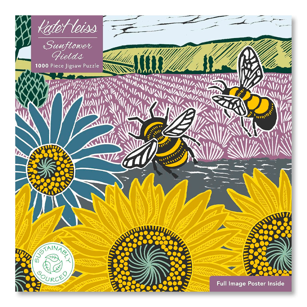 Sunflower Fields: 1000-pieces. Ethical, Sustainable, Earth-Friendly