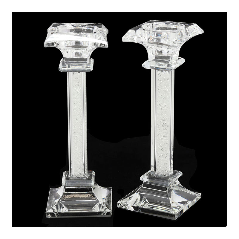 Shattered Glass Stemfilled Candlestick Pair 6"