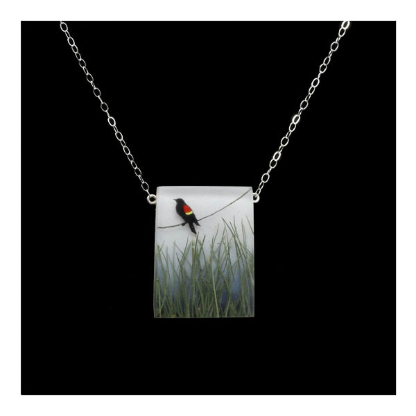 Red Winged Blackbird Painted Necklace
