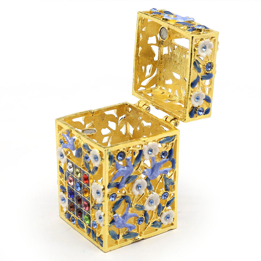 Dove Motif Enamel Tzedakah Box