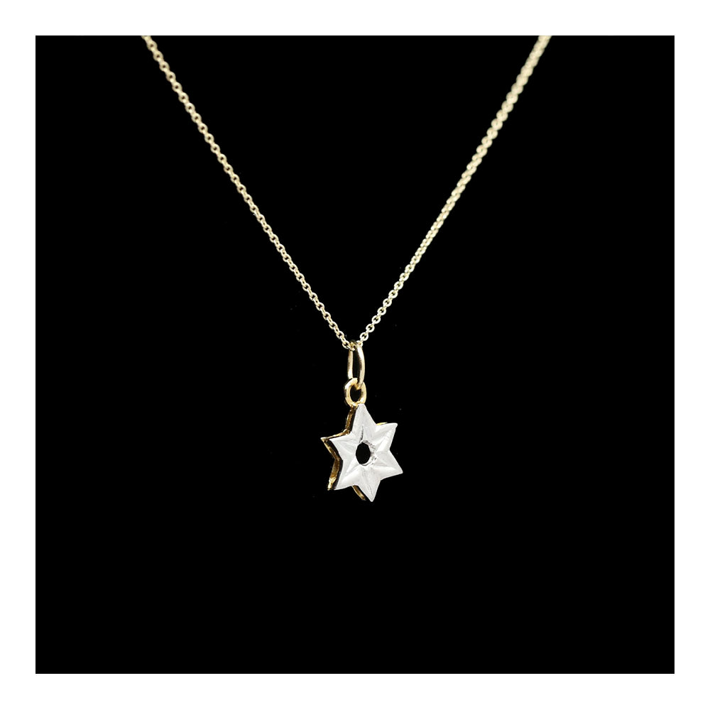 Small Open Center Star of David 14K Gold Necklace