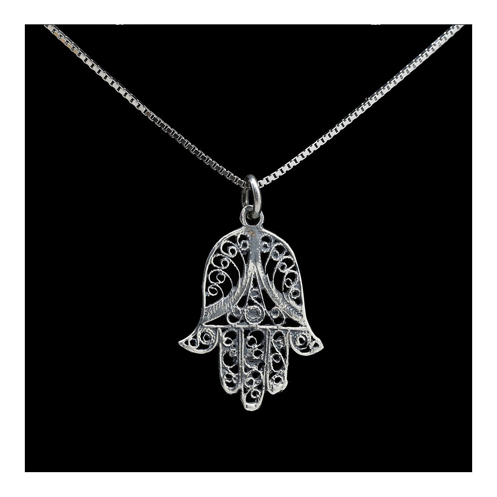 Sterling Filigree Hamsa Necklace