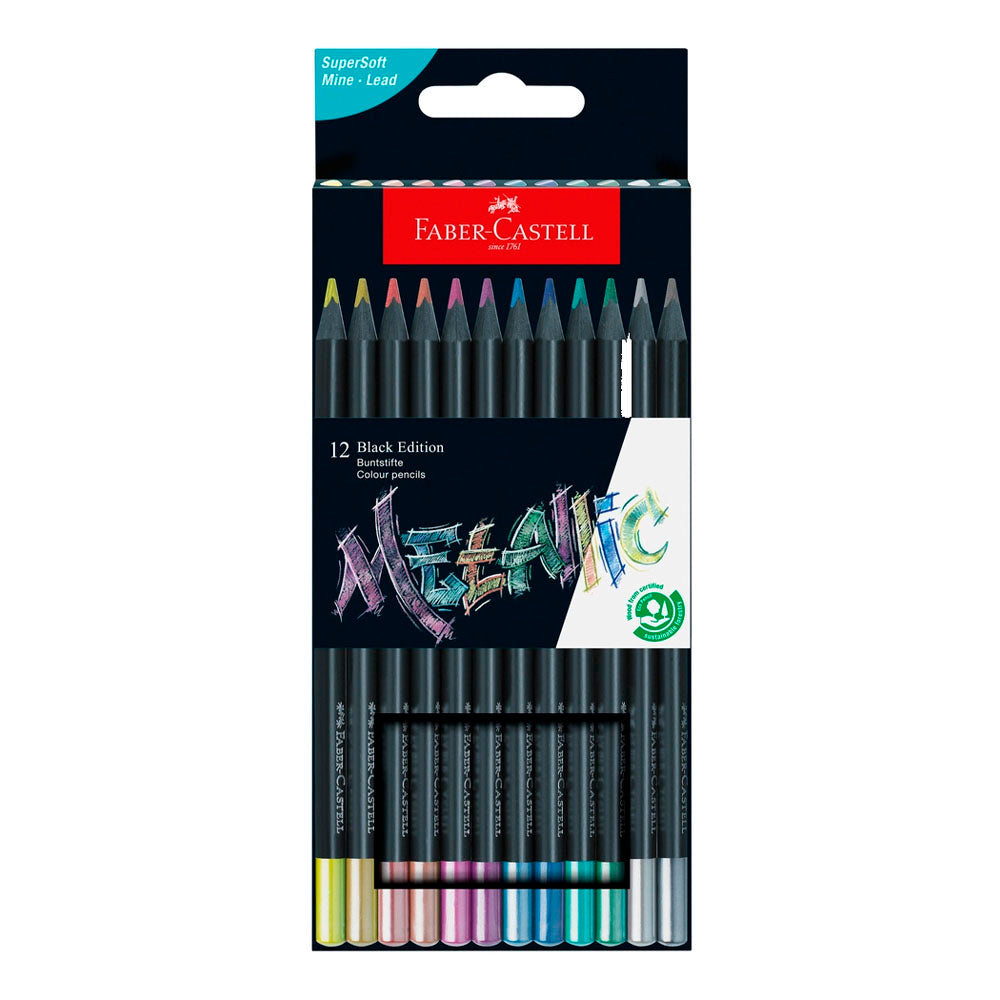 Black Edition Metallic Color Pencils 12 Count Set