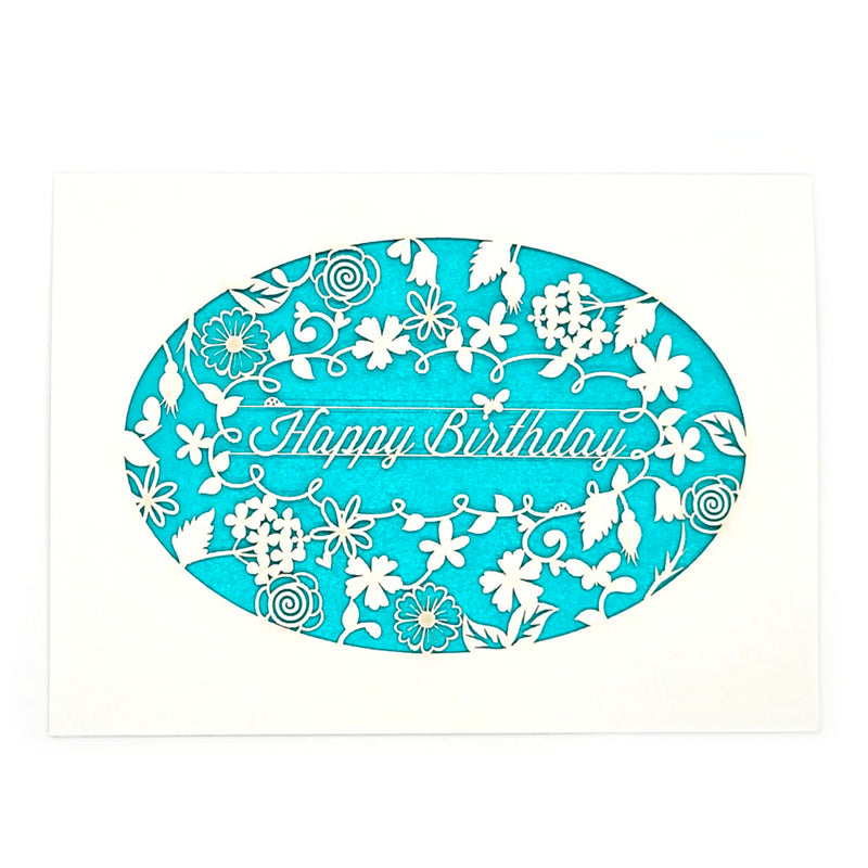Happy Birthday · Wreath of Flowers Card