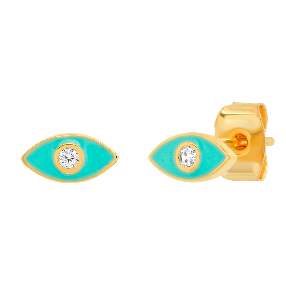 Enamel Evil Eye Stud Earrings