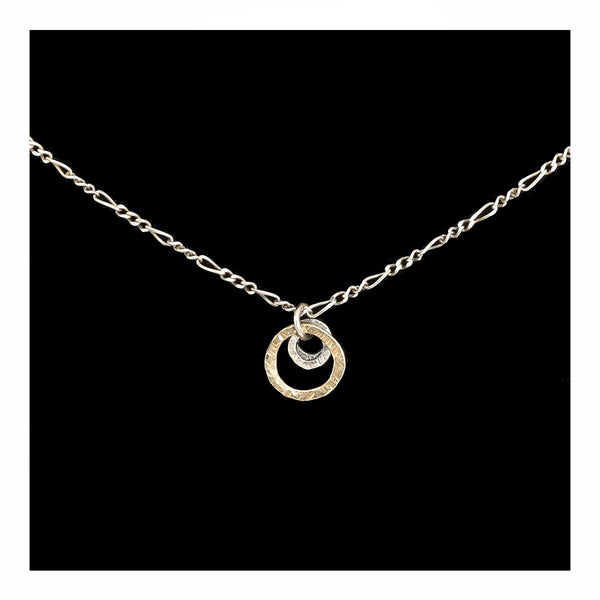 Triple Ring Necklace Sterling and Gold