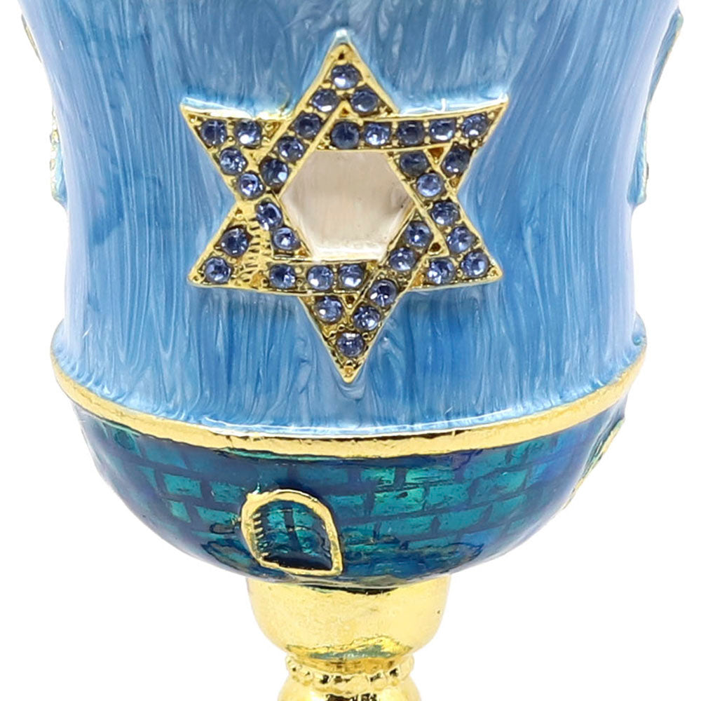 Hand-Painted Enamel 5" Tall Kiddush Cup Set