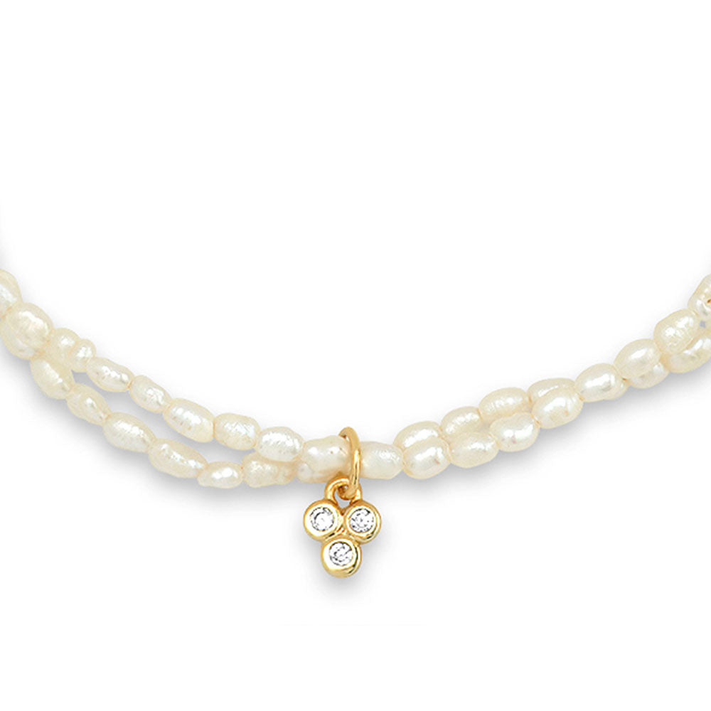 Double Layered Pearl Handmade Bracelet with Charm