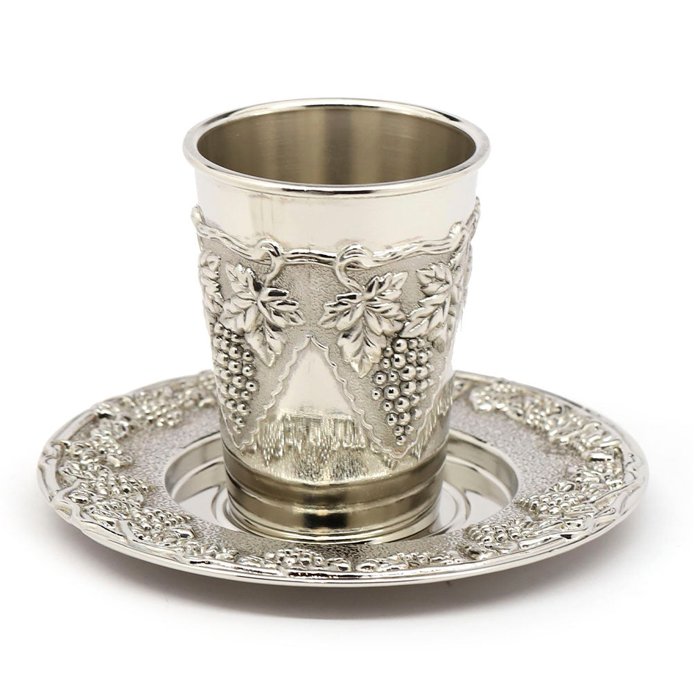 Kiddush Cup with Tray and Grape Motif