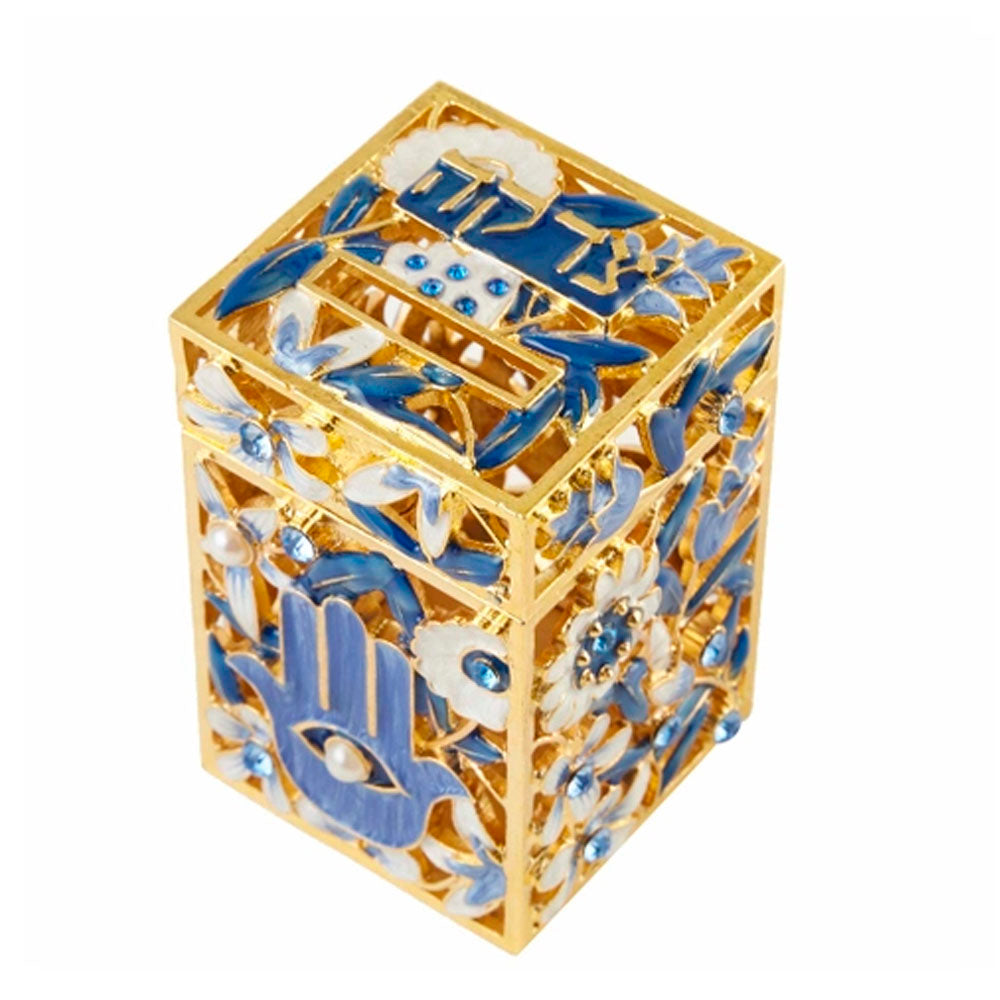 Hamsa Motif Enamel Tzedakah Box