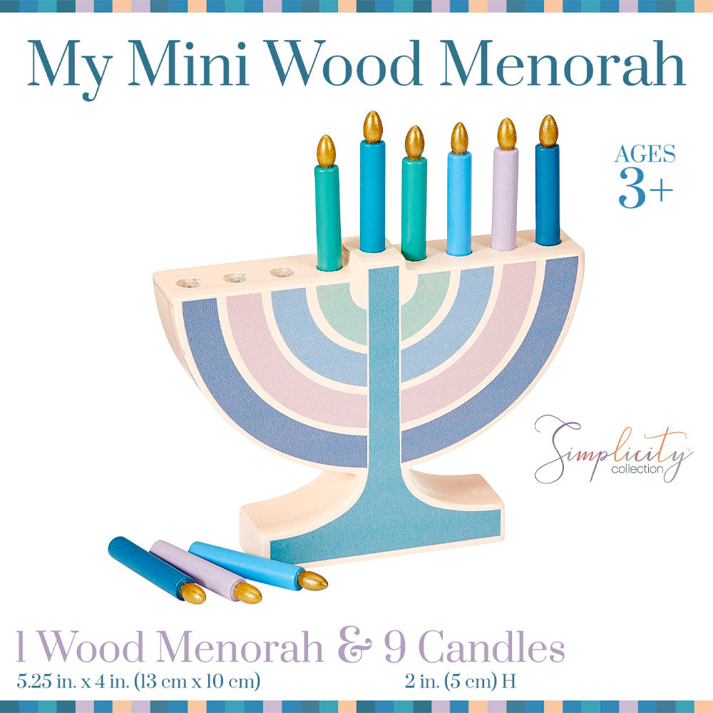 My Mini Wood Menorah & 9 Wood Candles