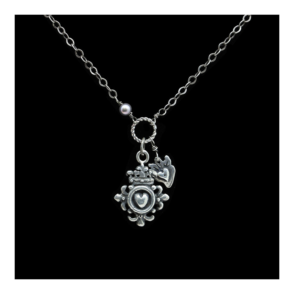 Double Flaming Heart Necklace