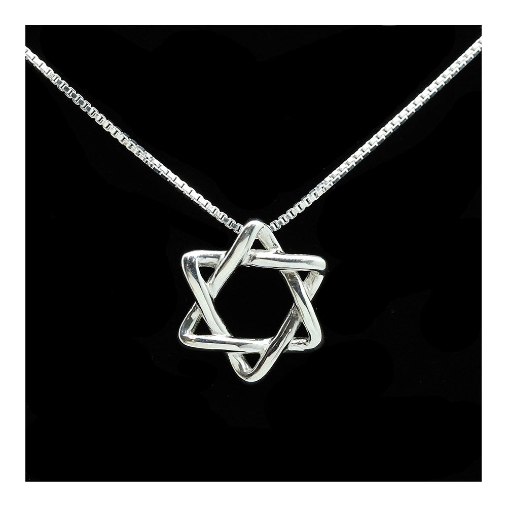 Sterling Woven Slider Star of David Necklace
