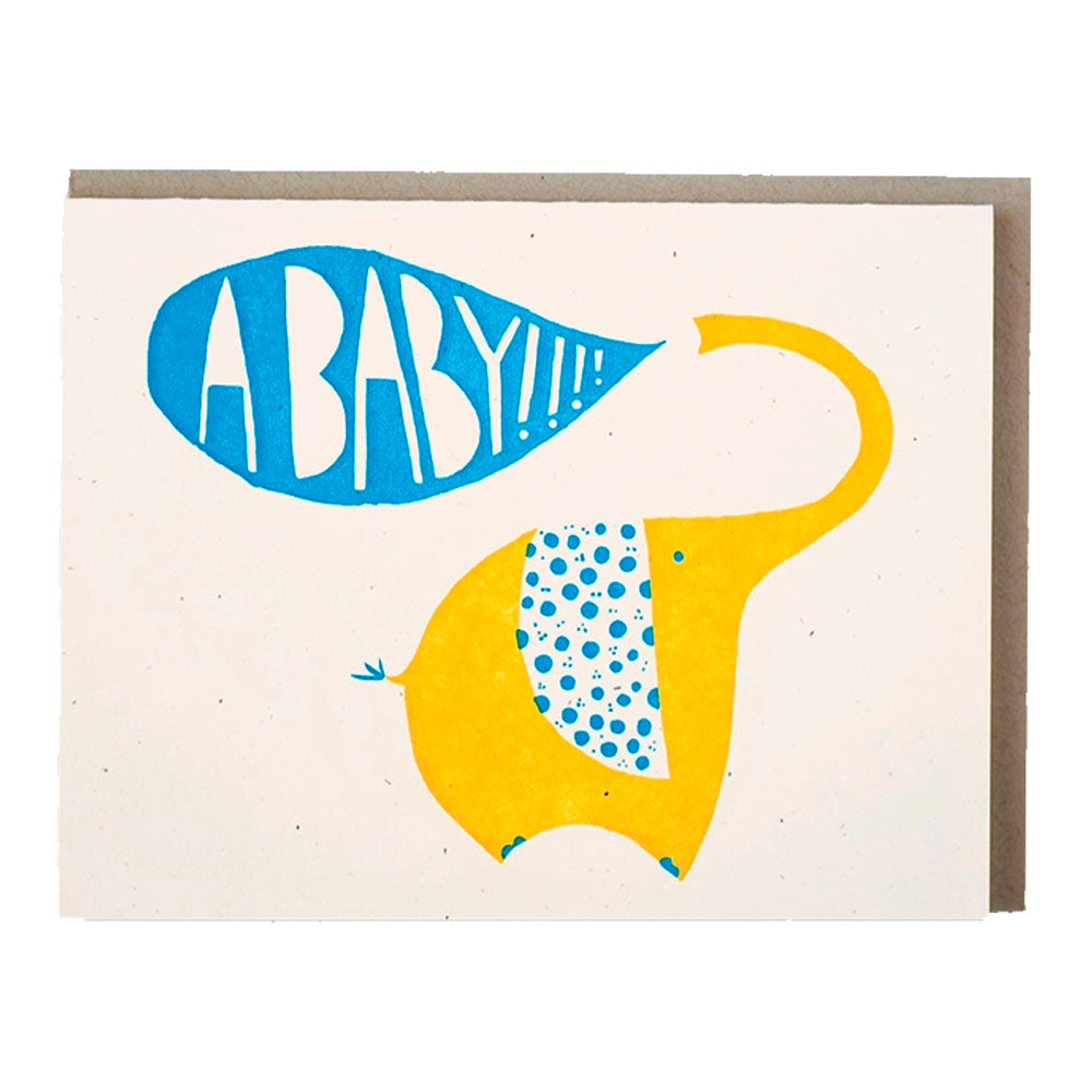 Blue Elephant Baby Card