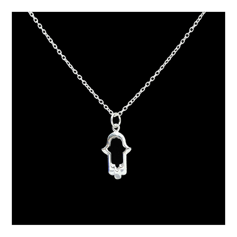 Beveled Sterling Hamsa Necklace