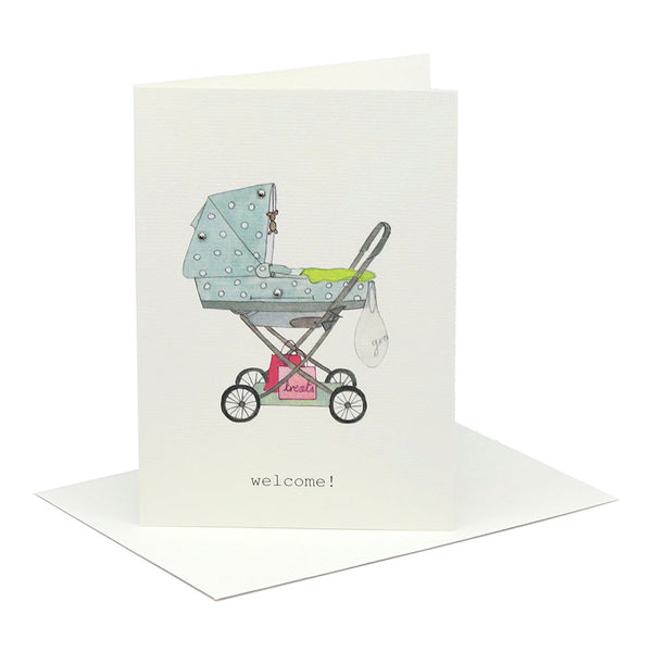 Newborn in Pram Greeting Card
