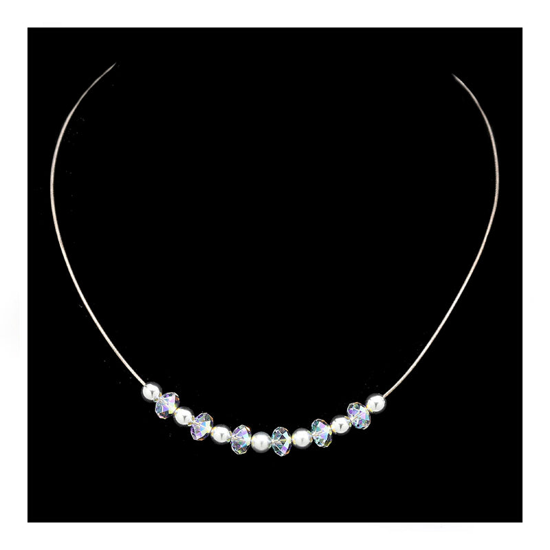 Crystals on Aluminum Wire Necklace