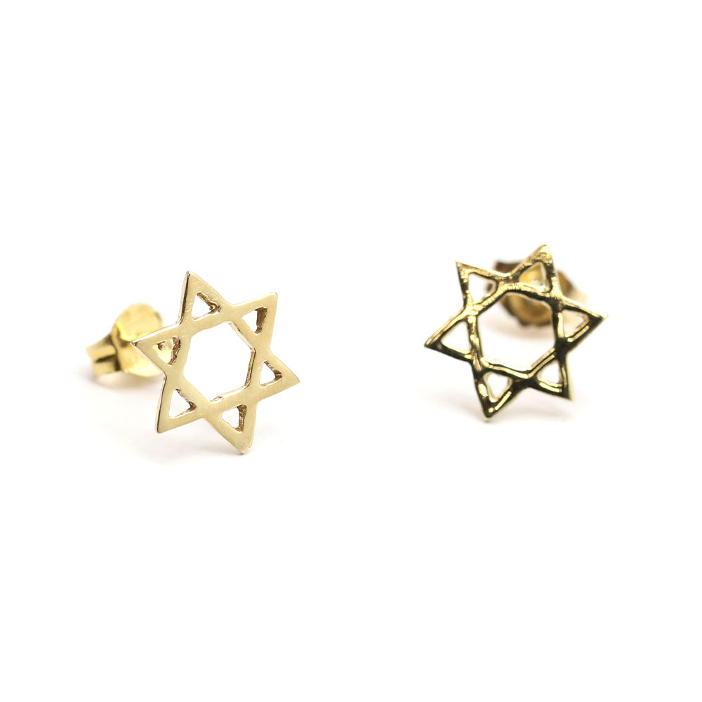 14K Gold Star of David Earrings