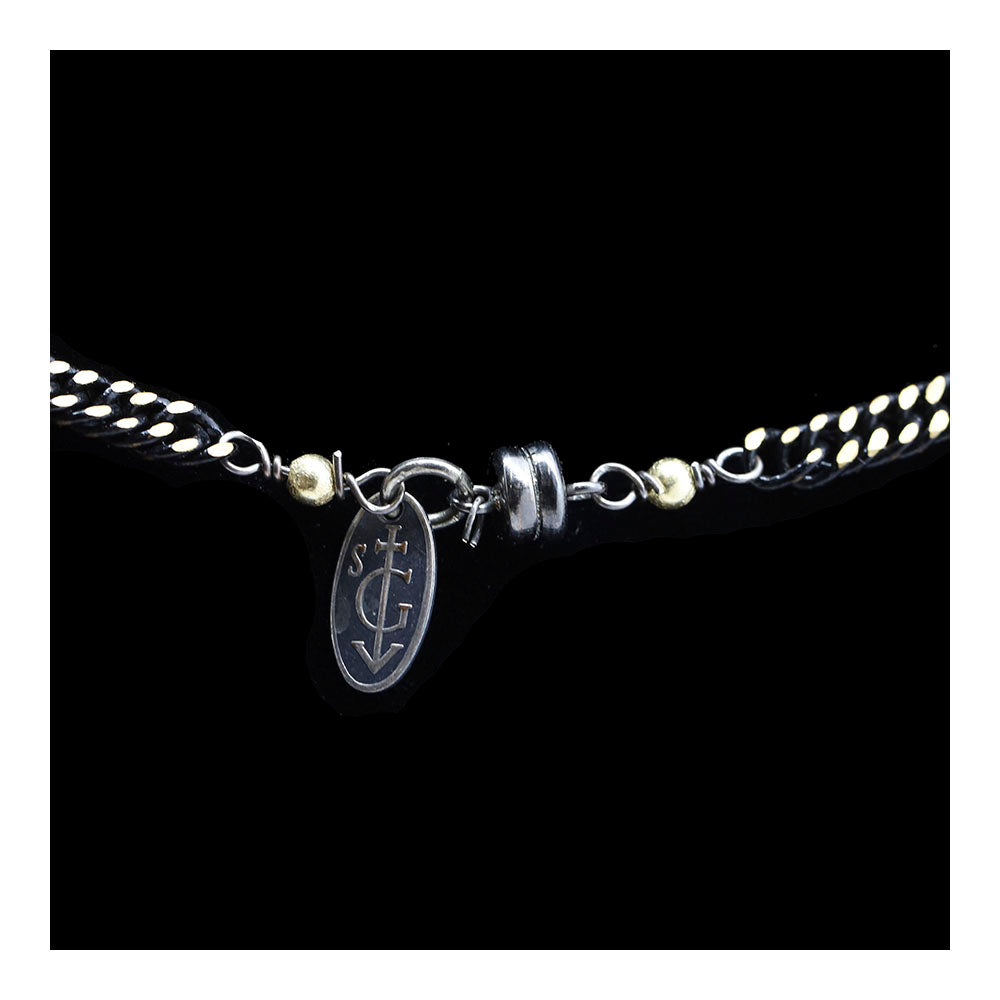 14K Gold and Black Enamel Foxtail Necklace