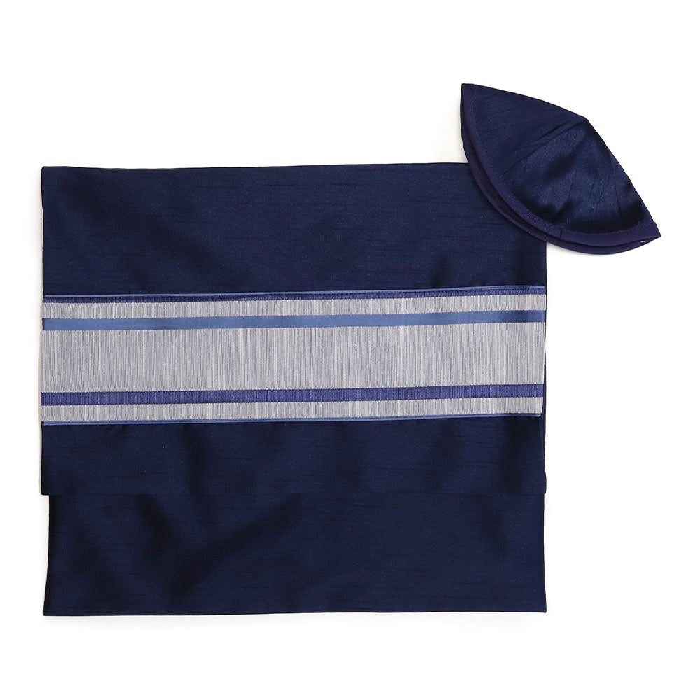 Navy Rhombus Line Tallit Set