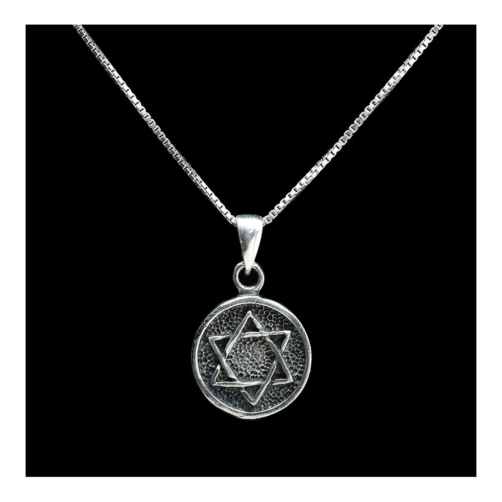 Sterling Encircled Star of David Oxidized Necklace