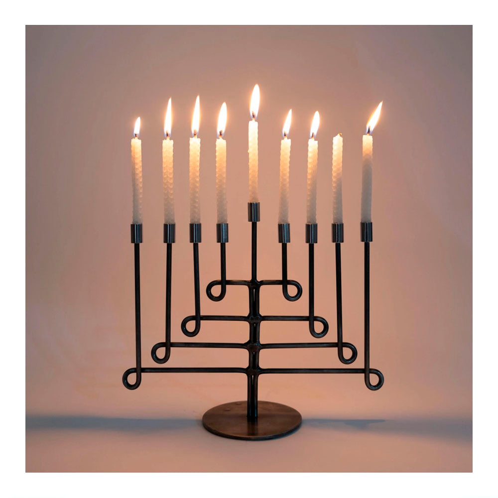 Antiqued Twisted Iron Menorah