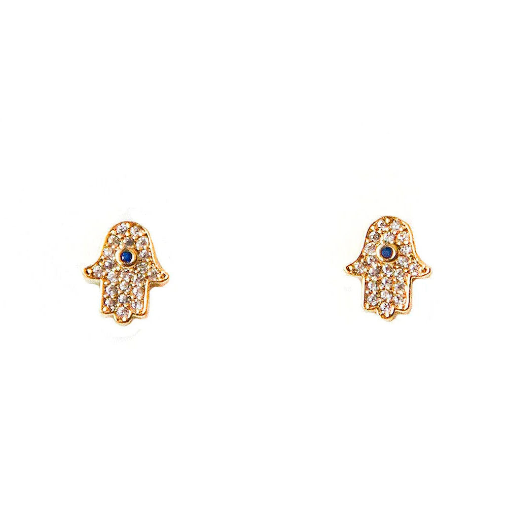 Cubic Zirconia Mini Hamsa Stud Earring