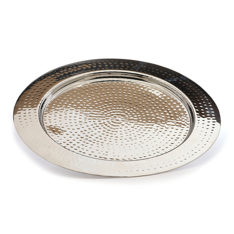 Hammered Steel Challah Board with Wood Tray