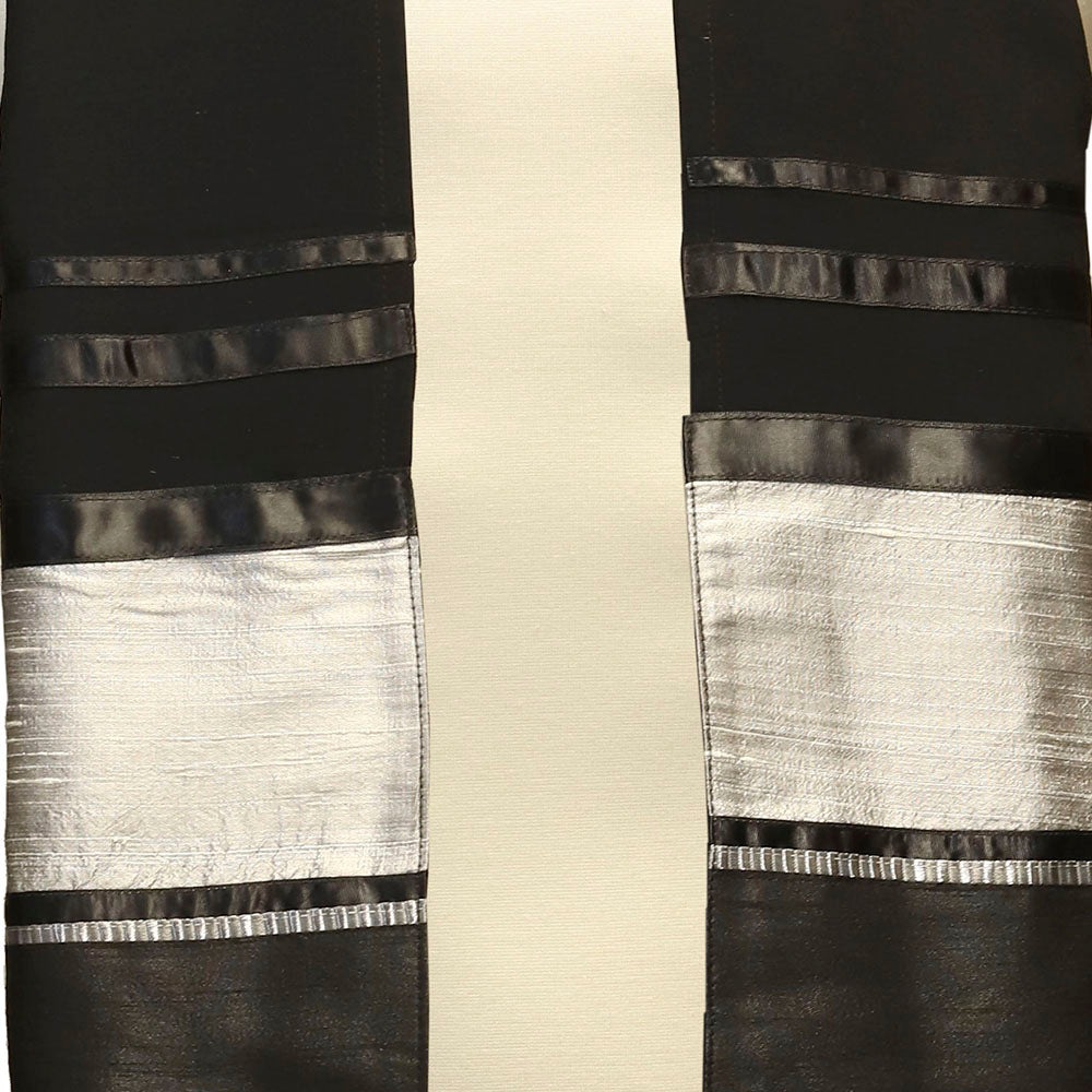 Tallit Set Black on Black with Silver