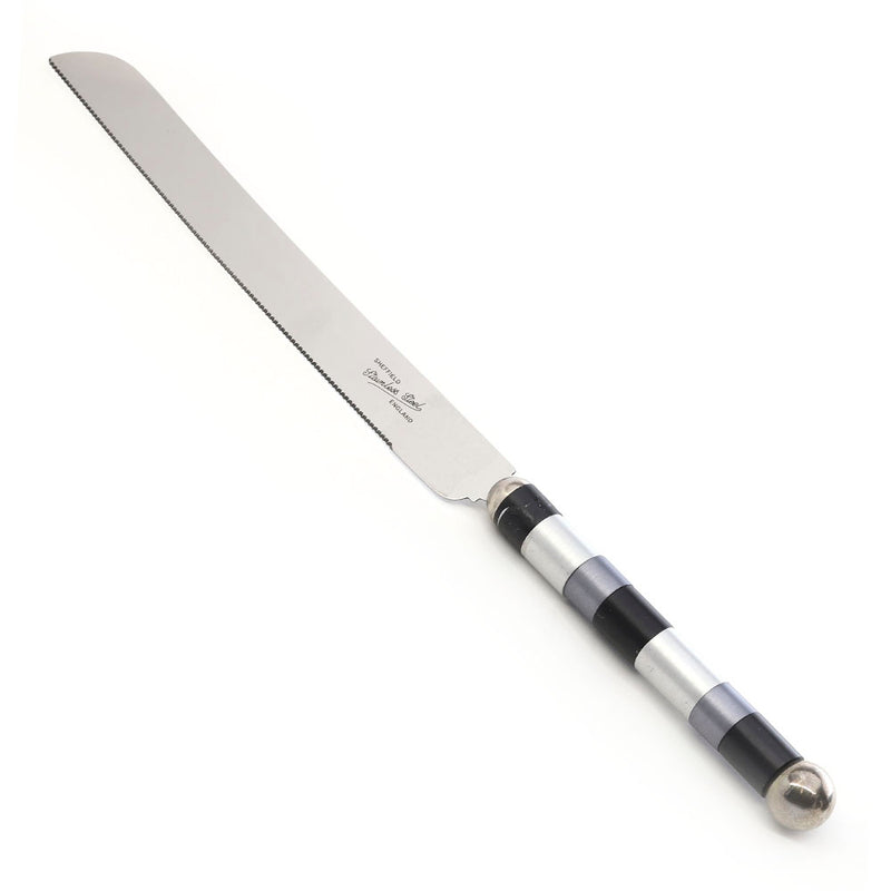 Challah Knife with Black Gray Stripe Handle