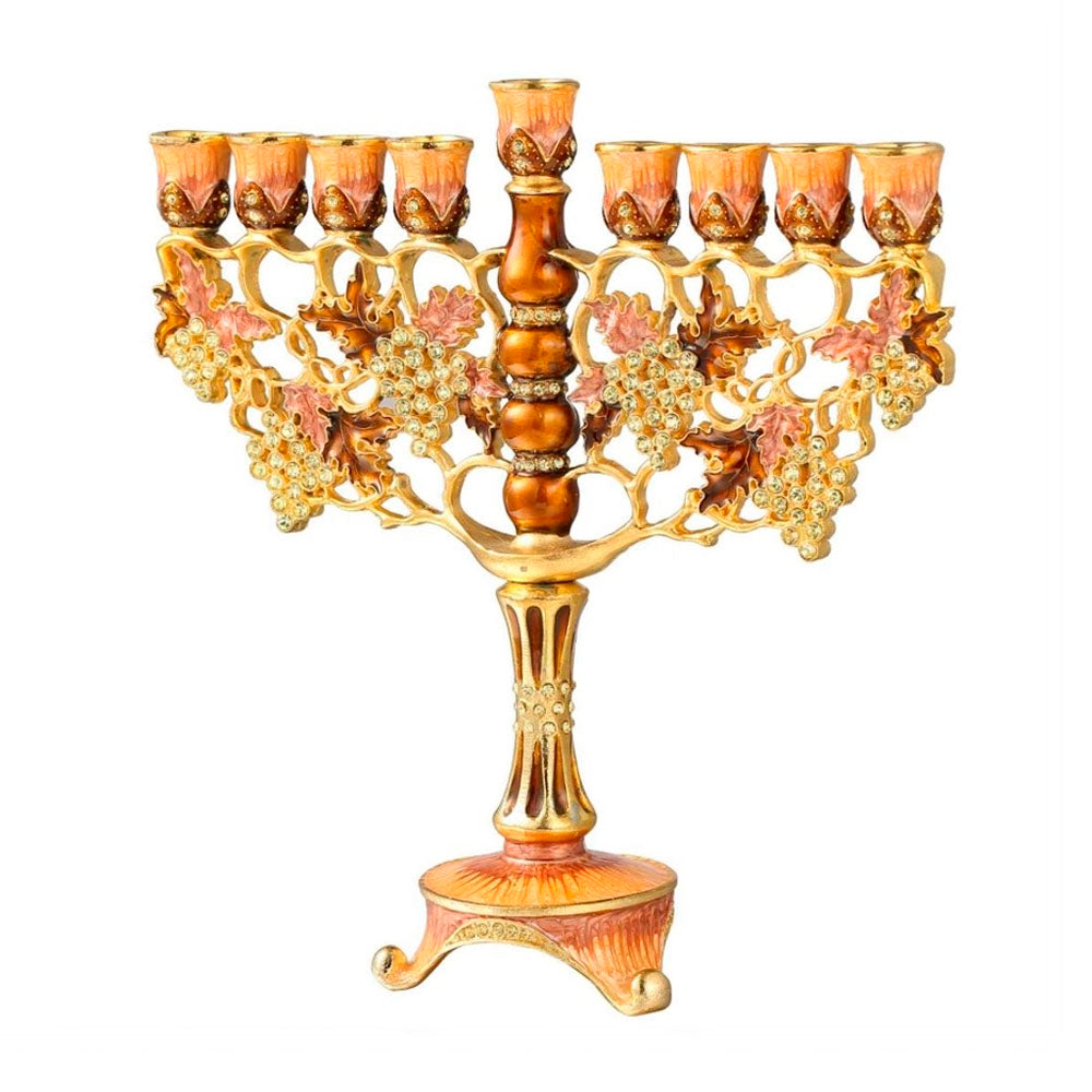 Hand Painted Enamel Grapes Hanukkiah